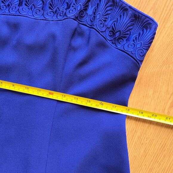 Ursula of Switzerland VTG 90s Blue Embroidered Dress 16 Gown Prom Regency USA - Picture 11 of 12